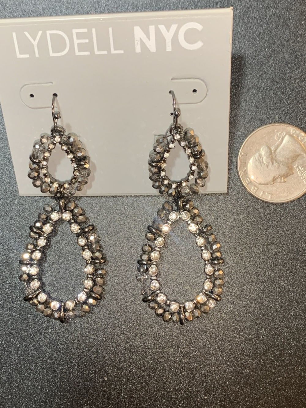 NWT Lydell NYC Silver Crystal Double Teardrop Earrings